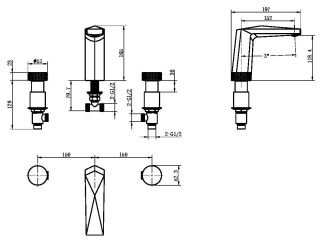 Смеситель для раковины Boheme Venturo 150-BG-ICE чёрный матовый/золото